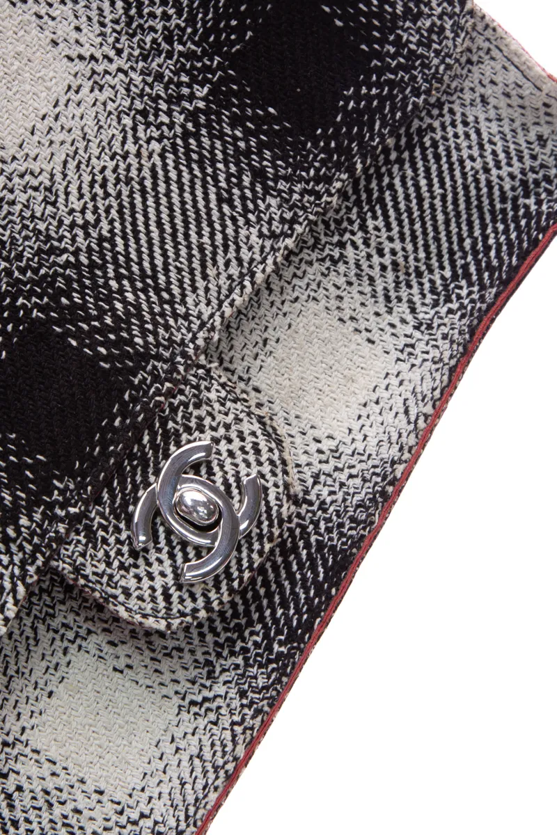 Checkered Tweed Flap Bag
