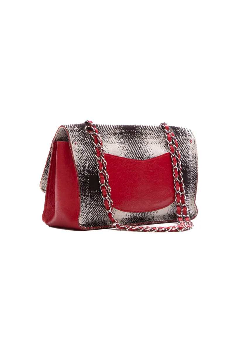 Checkered Tweed Flap Bag