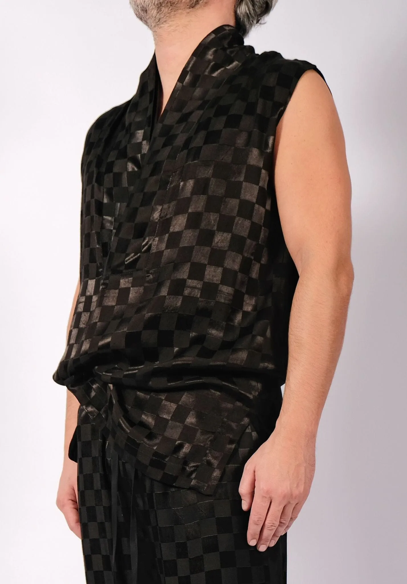Checkered V-Neck Sleeveless