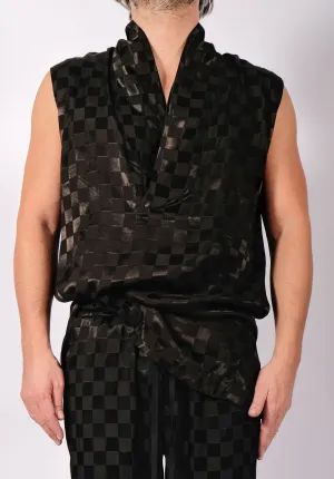 Checkered V-Neck Sleeveless