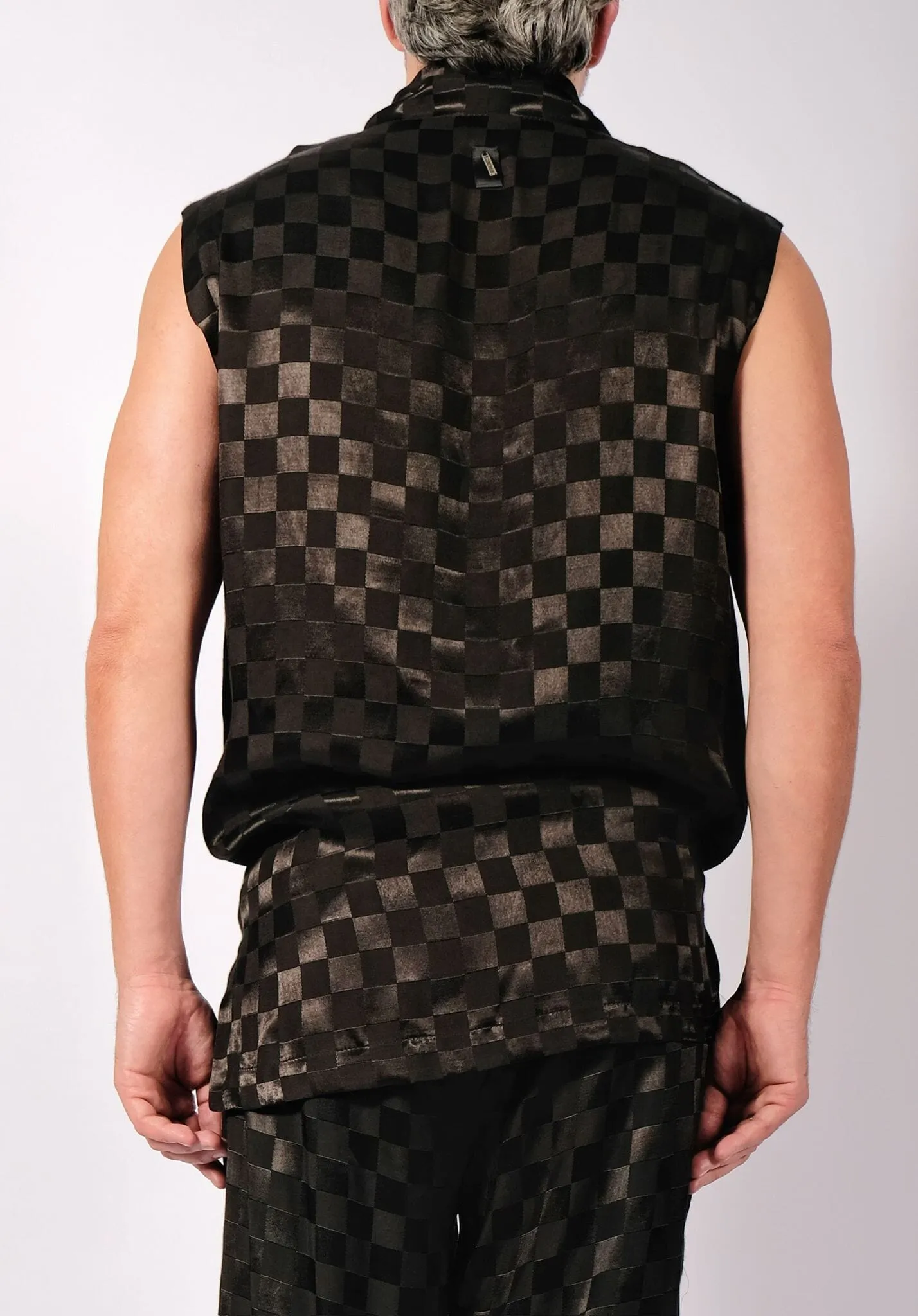 Checkered V-Neck Sleeveless
