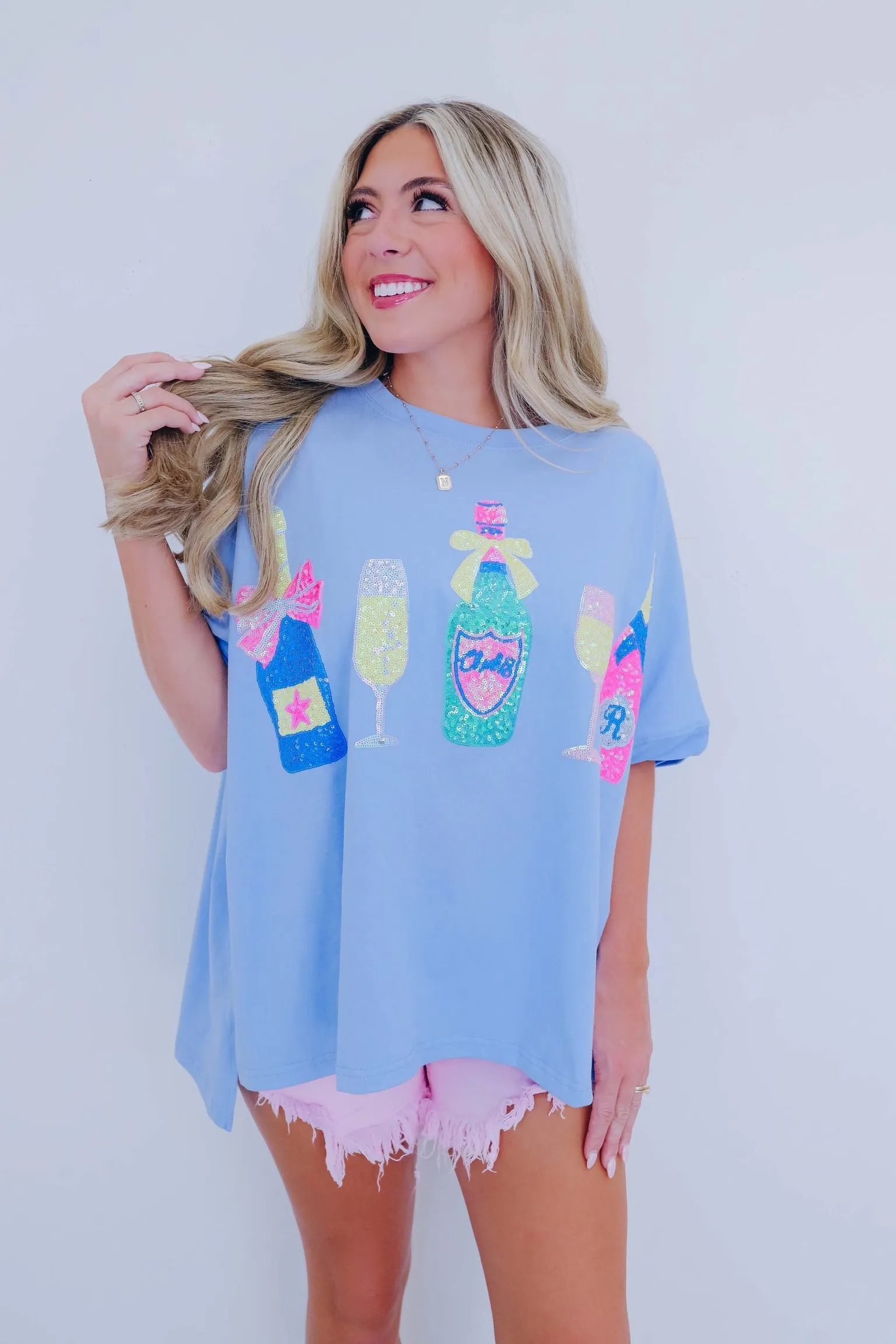 Cheers Sequin Patch Oversized Top - 2 Colors