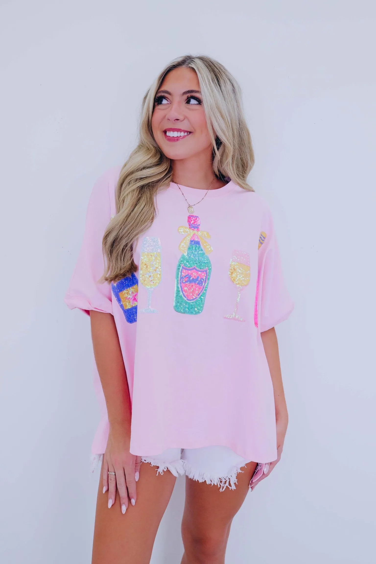 Cheers Sequin Patch Oversized Top - 2 Colors