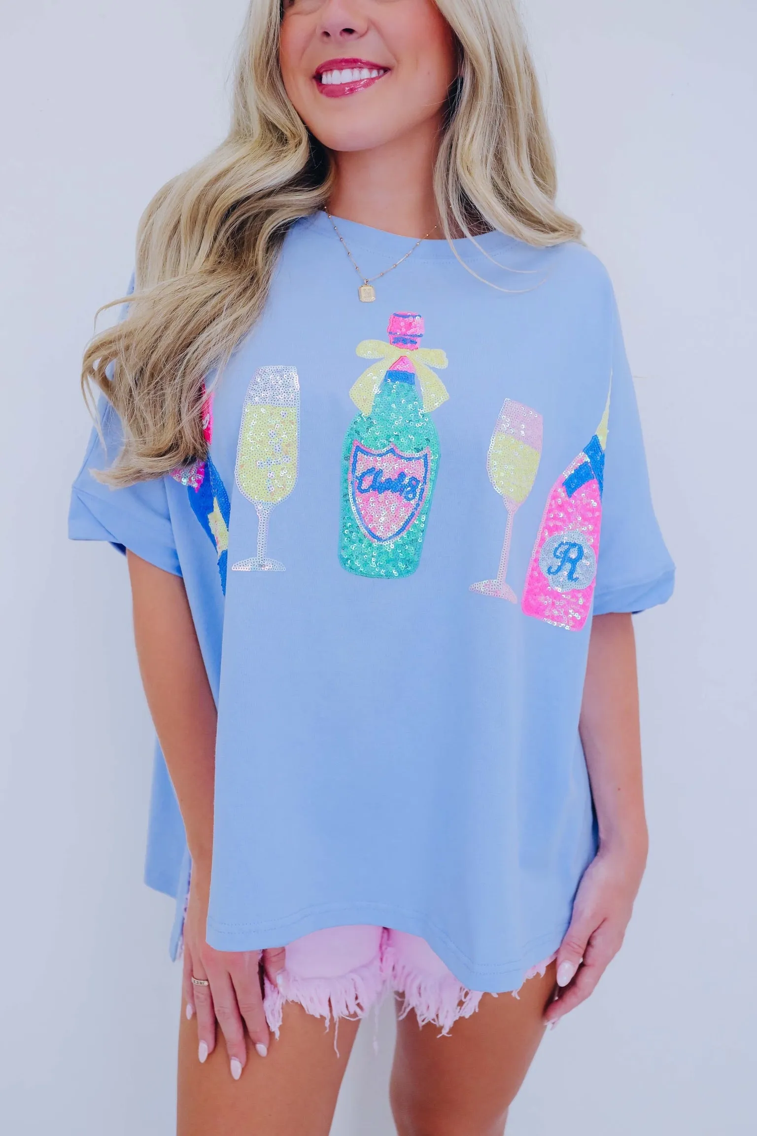 Cheers Sequin Patch Oversized Top - 2 Colors