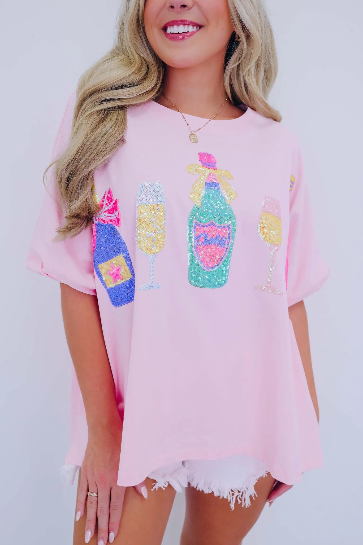 Cheers Sequin Patch Oversized Top - 2 Colors