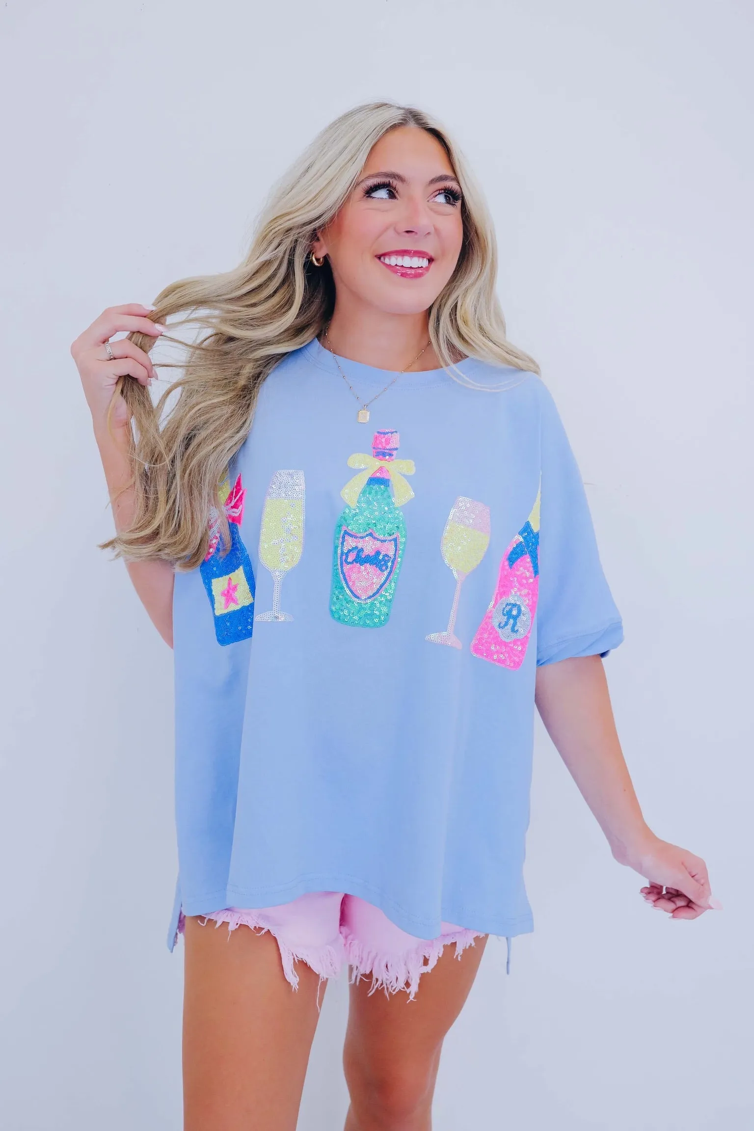 Cheers Sequin Patch Oversized Top - 2 Colors