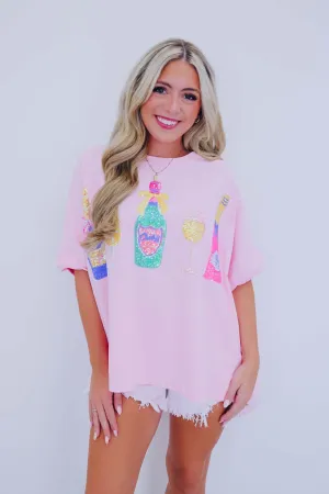 Cheers Sequin Patch Oversized Top - 2 Colors
