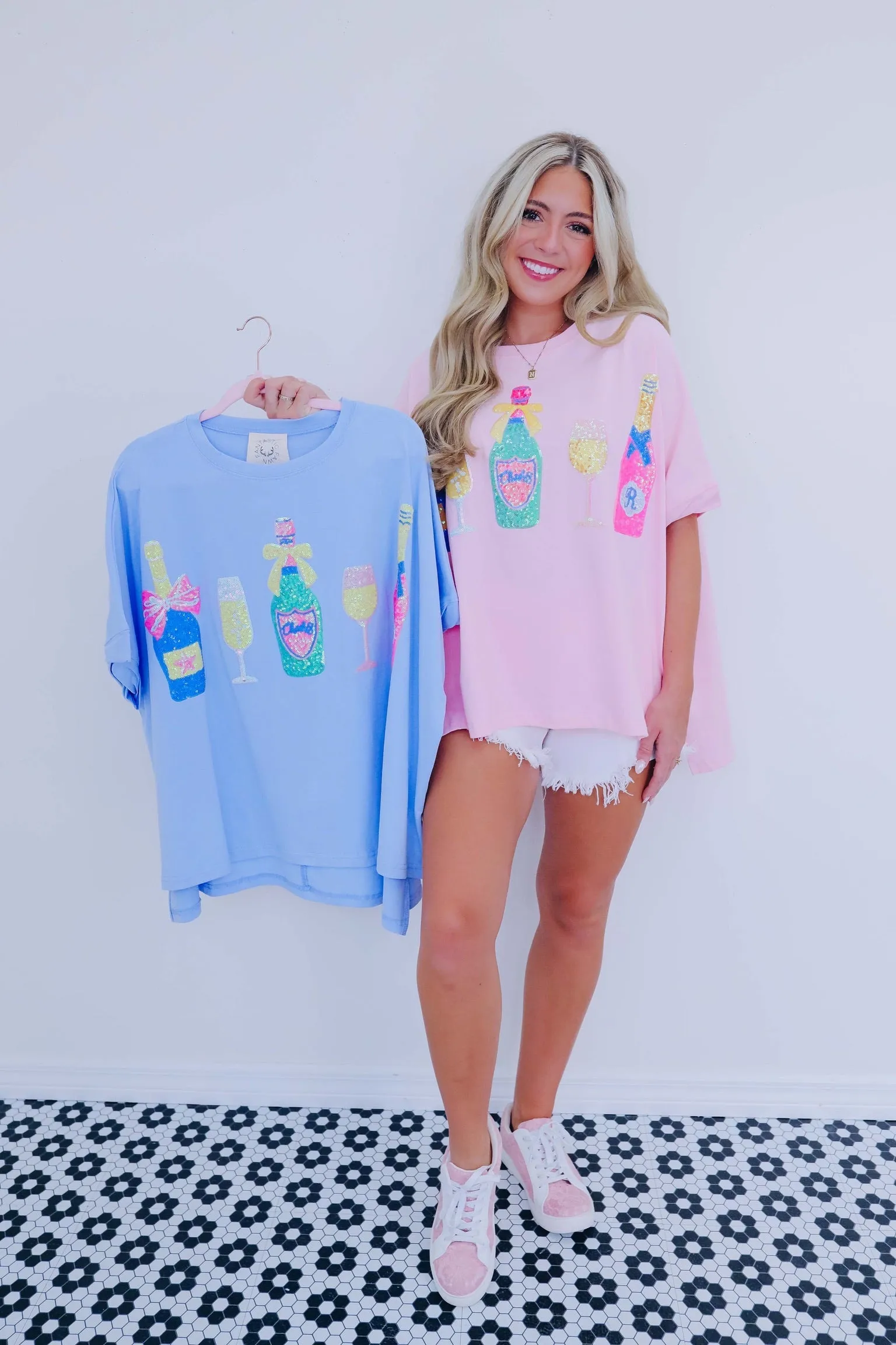Cheers Sequin Patch Oversized Top - 2 Colors
