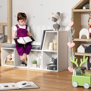 Childrens Montessori Bookcase | Toy Storage | Kids Reading Seat | White