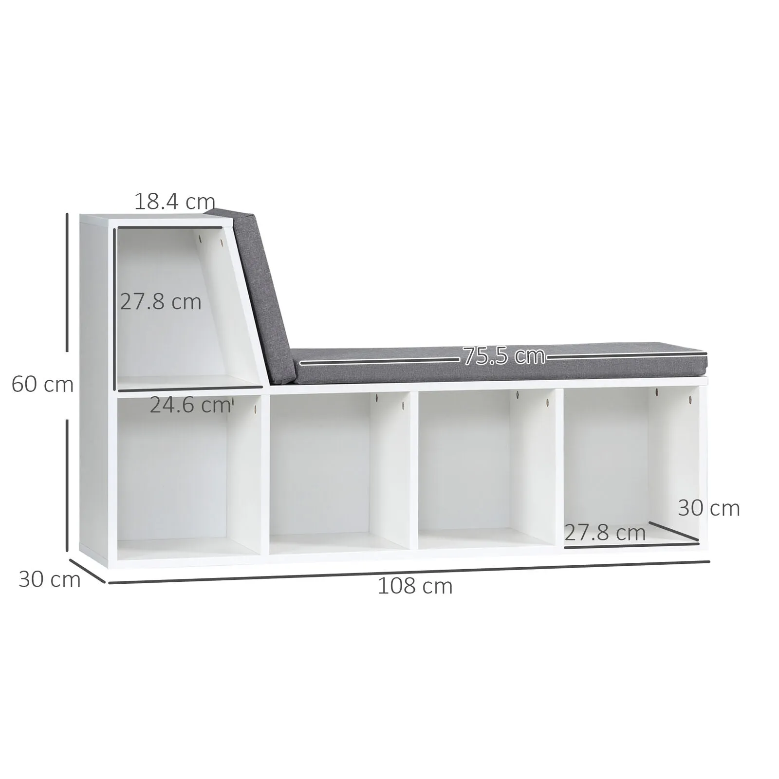 Childrens Montessori Bookcase | Toy Storage | Kids Reading Seat | White