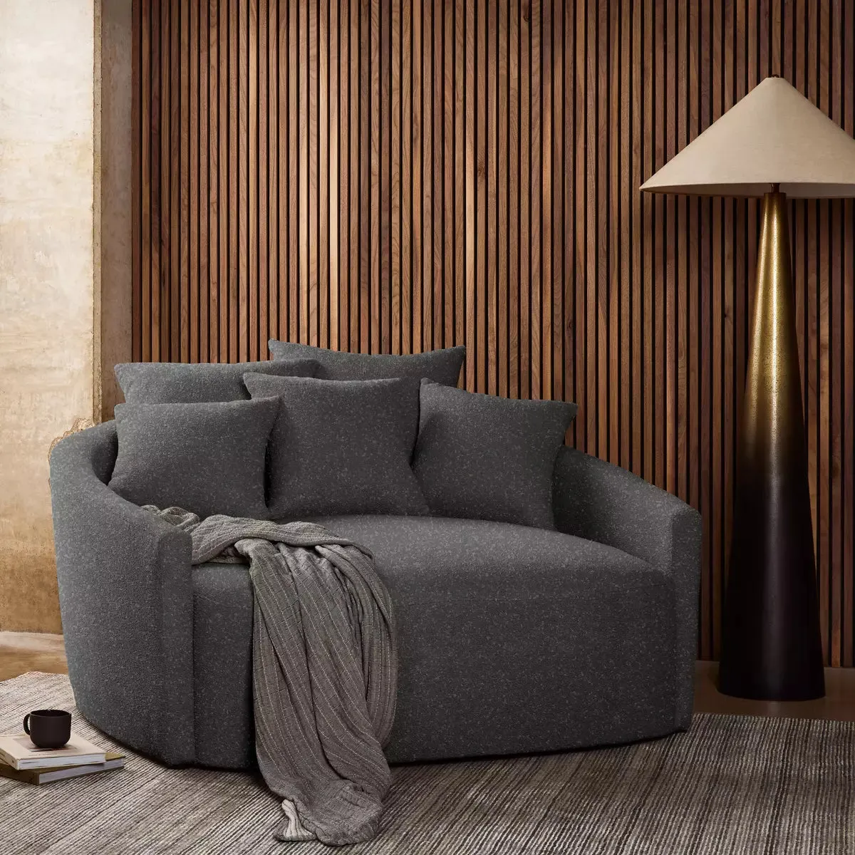 Chloe Media Lounger-Fallon Charcoal
