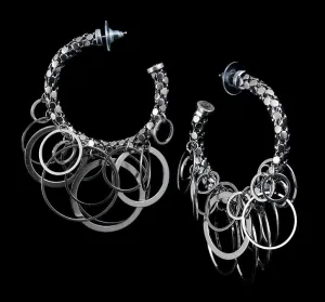 Chrome Ring Cluster Earrings