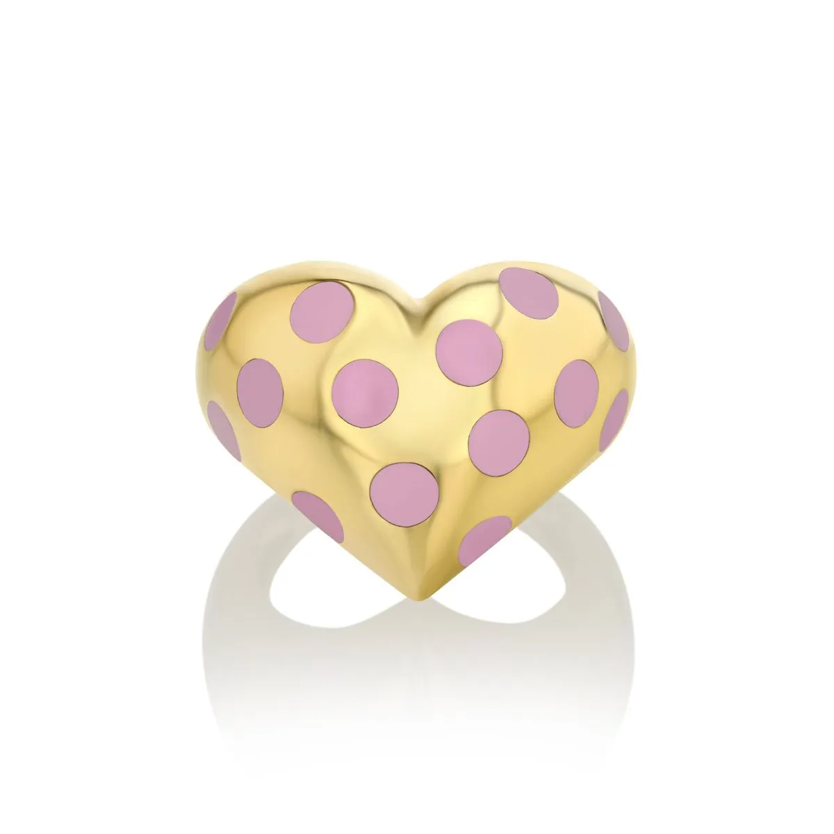 Chubby Heart Pink Dots Ring