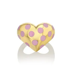 Chubby Heart Pink Dots Ring