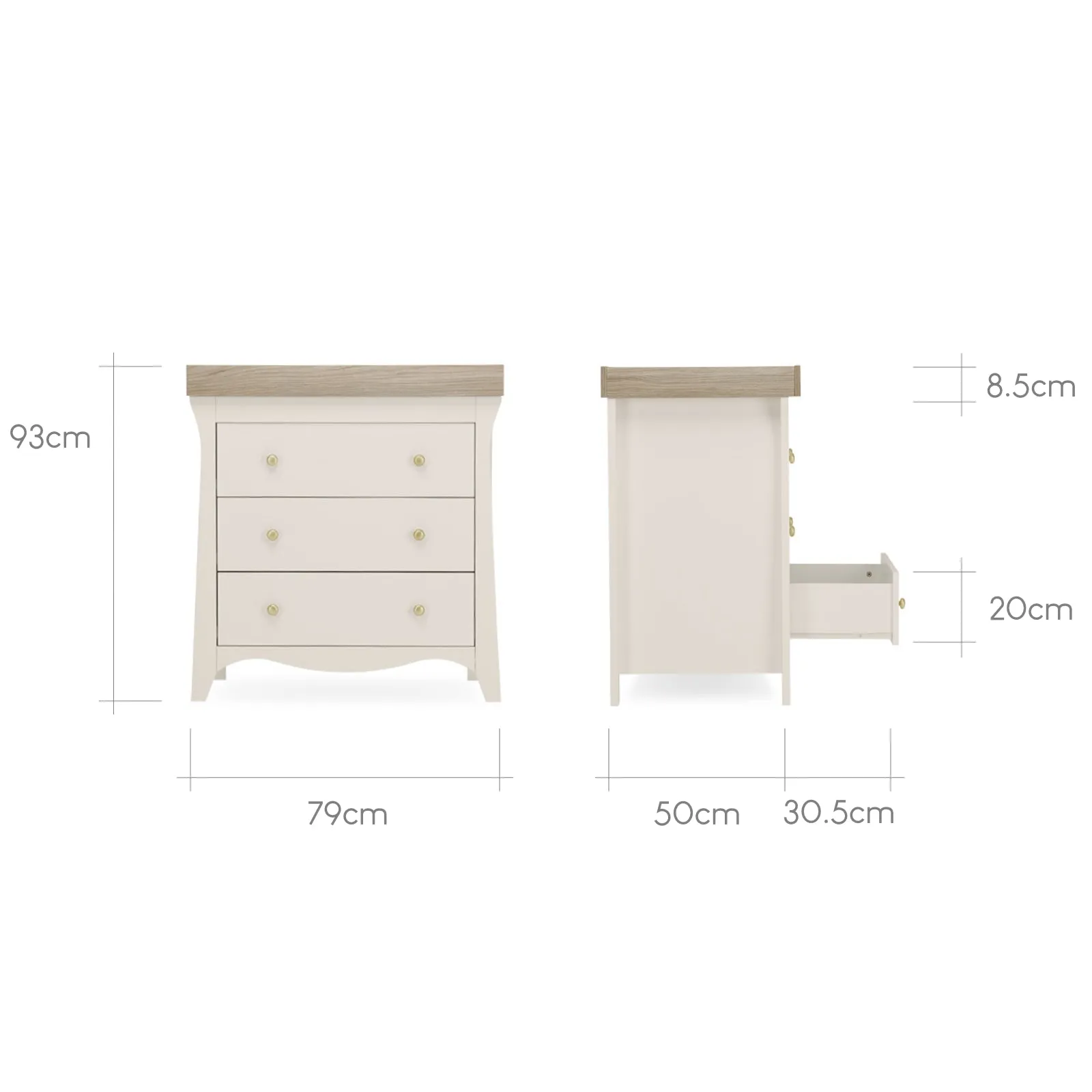 CLARA 3 DRAWER DRESSER & CHANGER