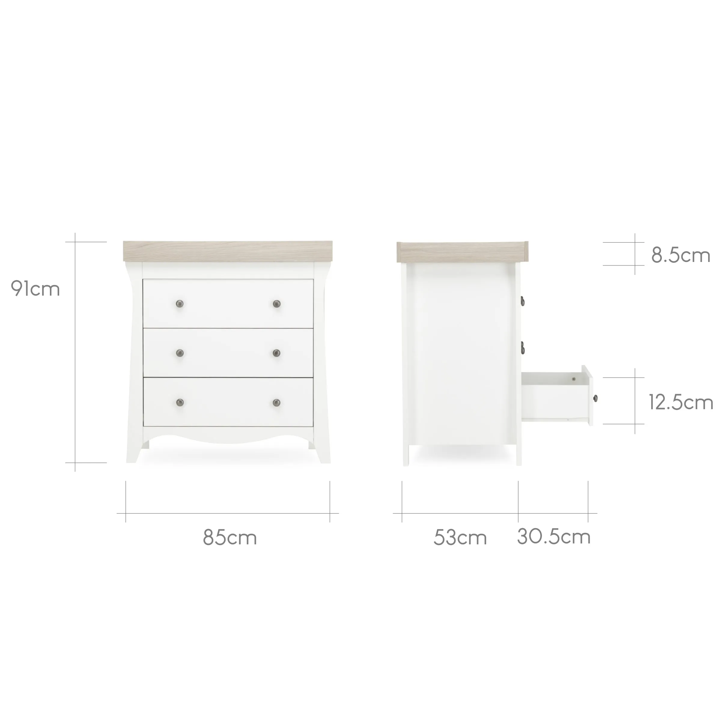 CLARA 3 DRAWER DRESSER & CHANGER