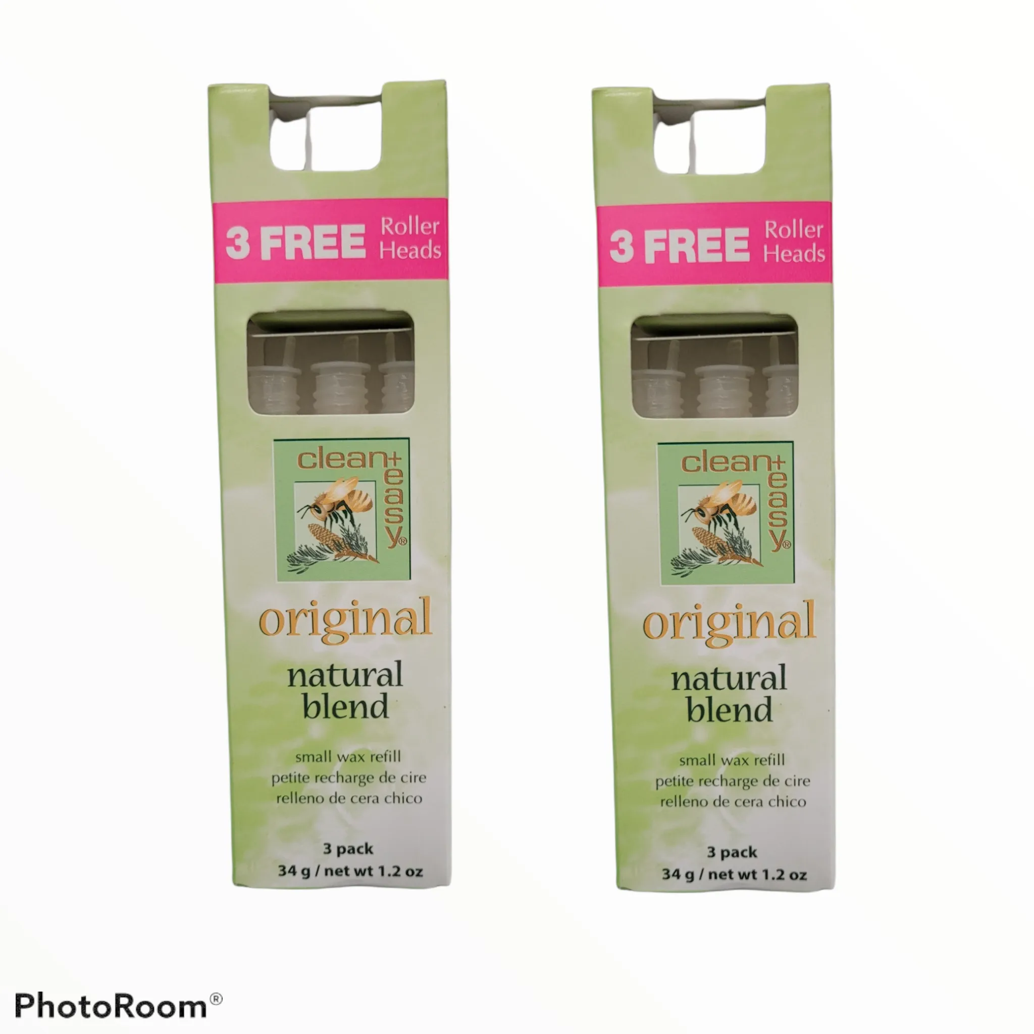 Clean   Easy Original Natural Blend Wax  Small 1.2 oz * 3 FREE Roller Heads