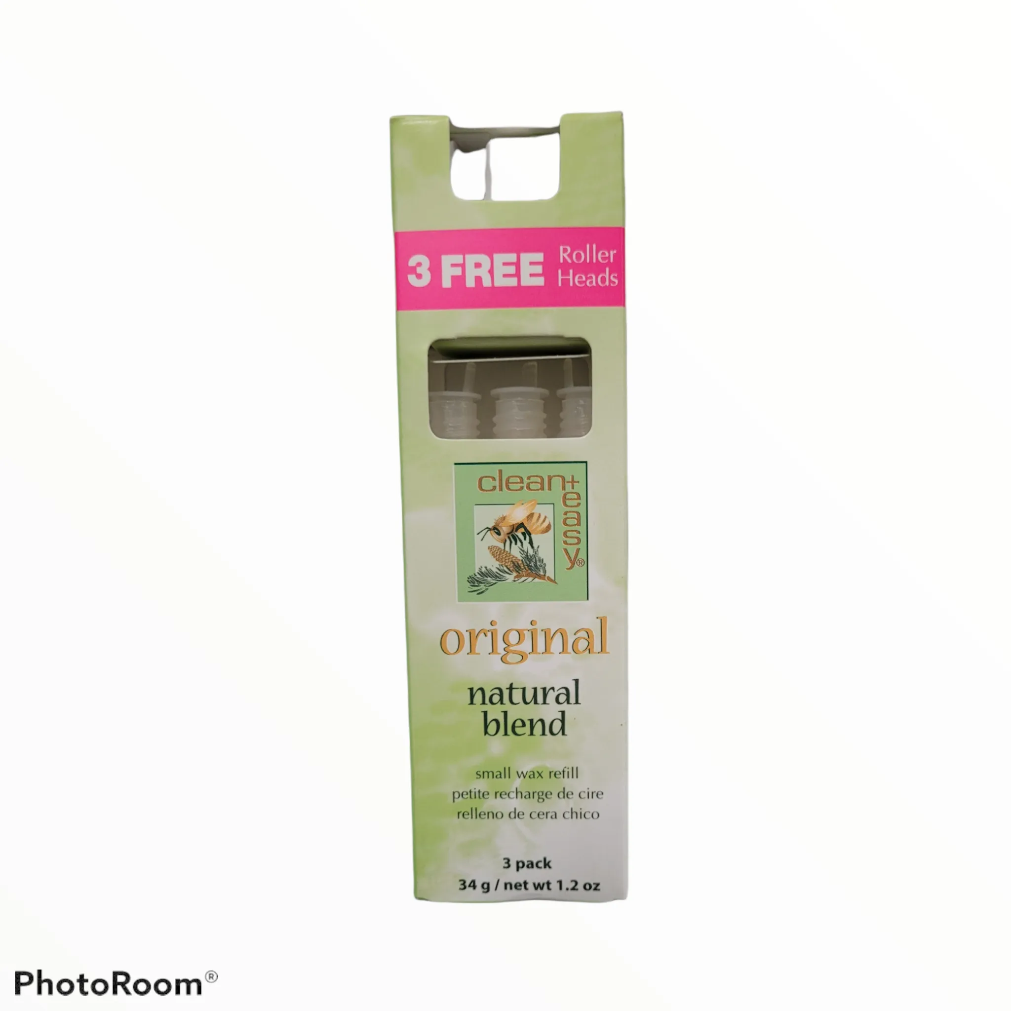 Clean   Easy Original Natural Blend Wax  Small 1.2 oz * 3 FREE Roller Heads