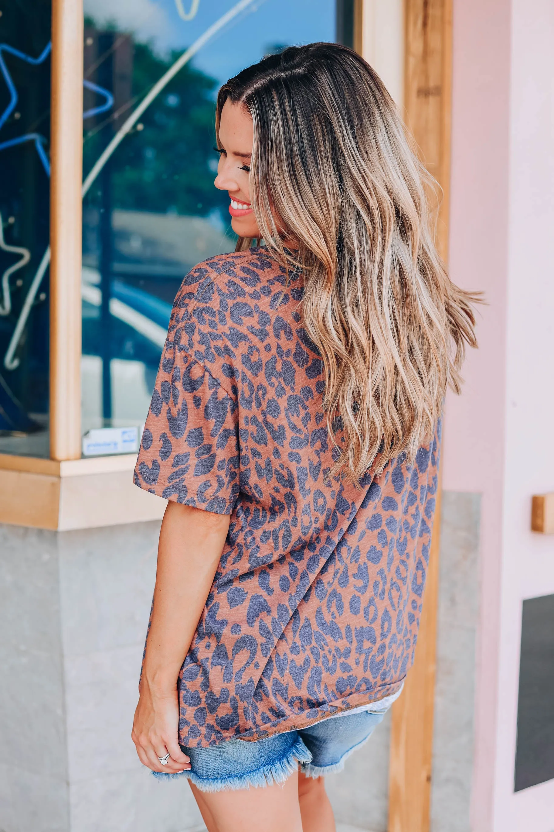 Cool Wife Leopard Graphic Tee - Brown