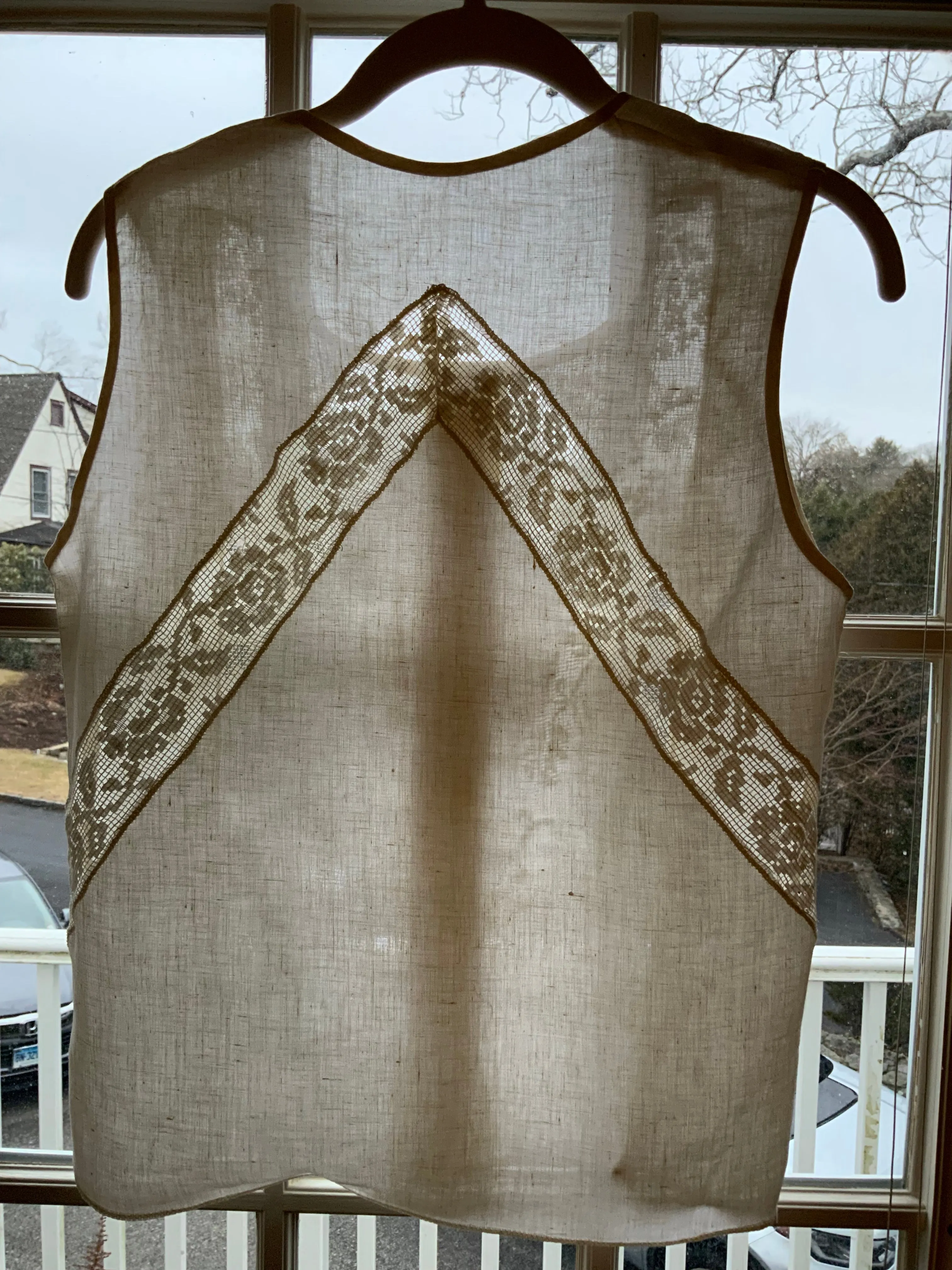 Cotton Blouse adorned with Antique Filet Lace - Y2K - E2