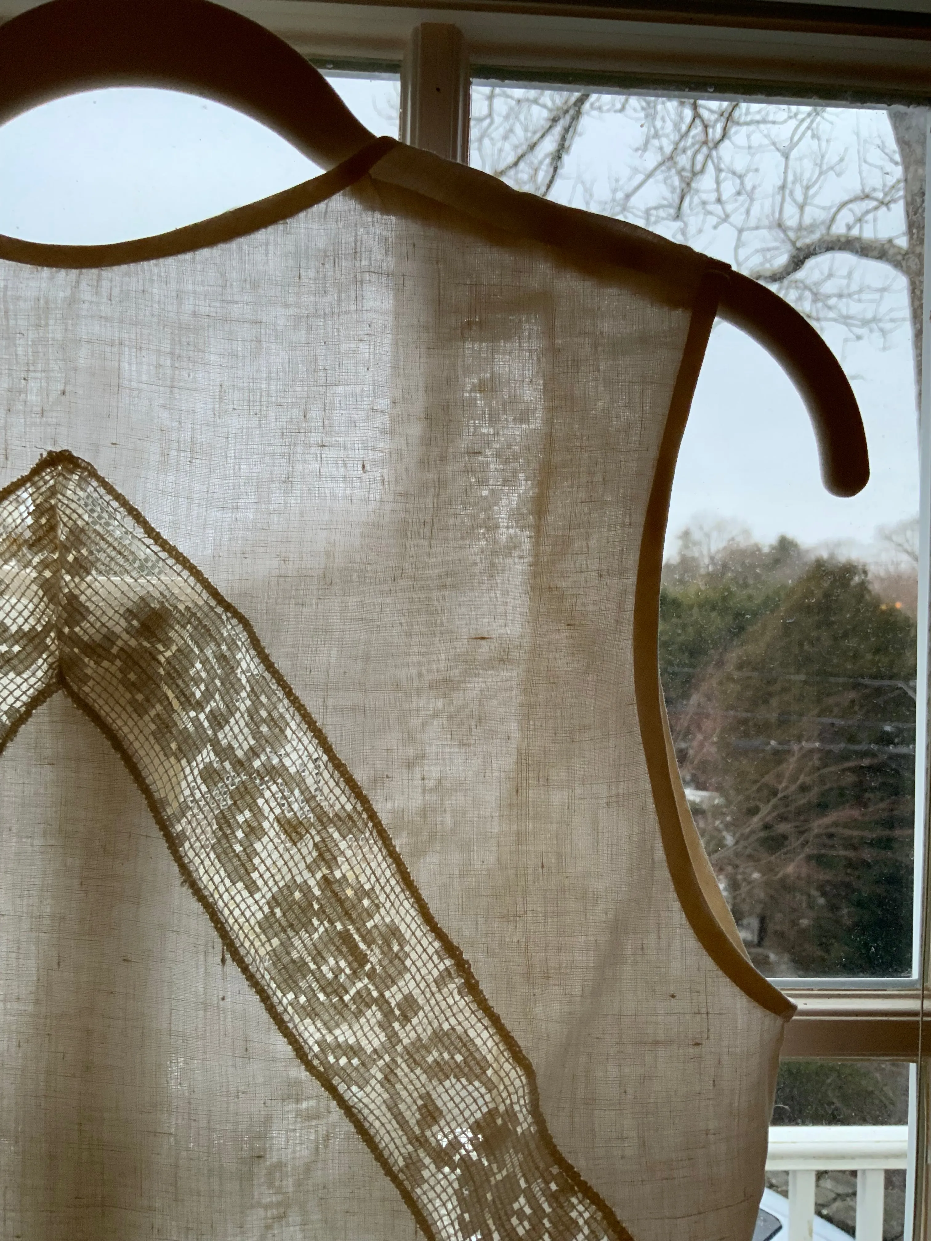 Cotton Blouse adorned with Antique Filet Lace - Y2K - E2
