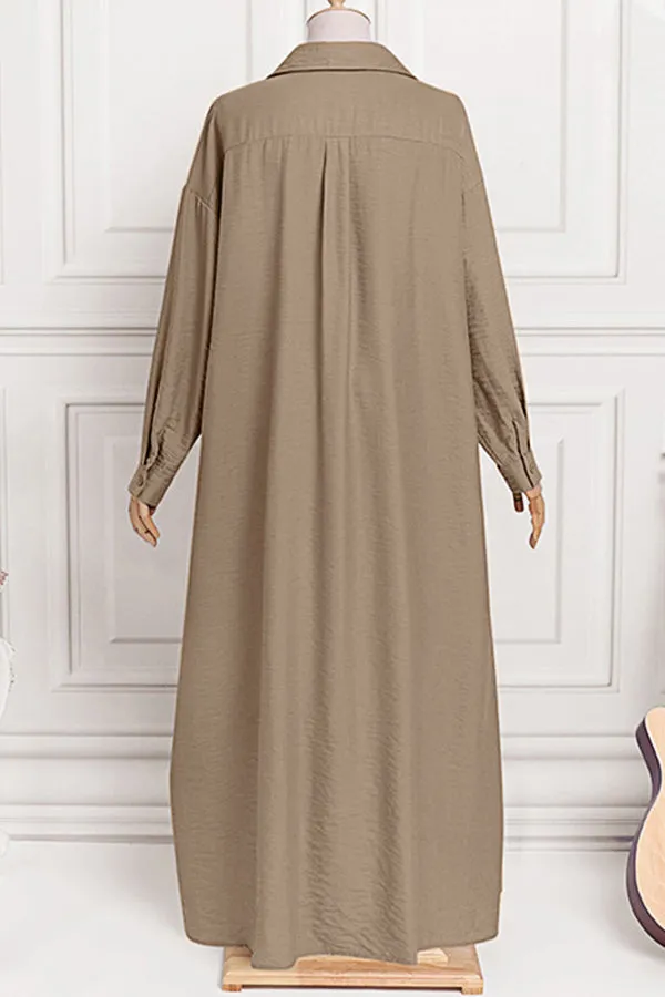 Cotton Long Dress with Pockets