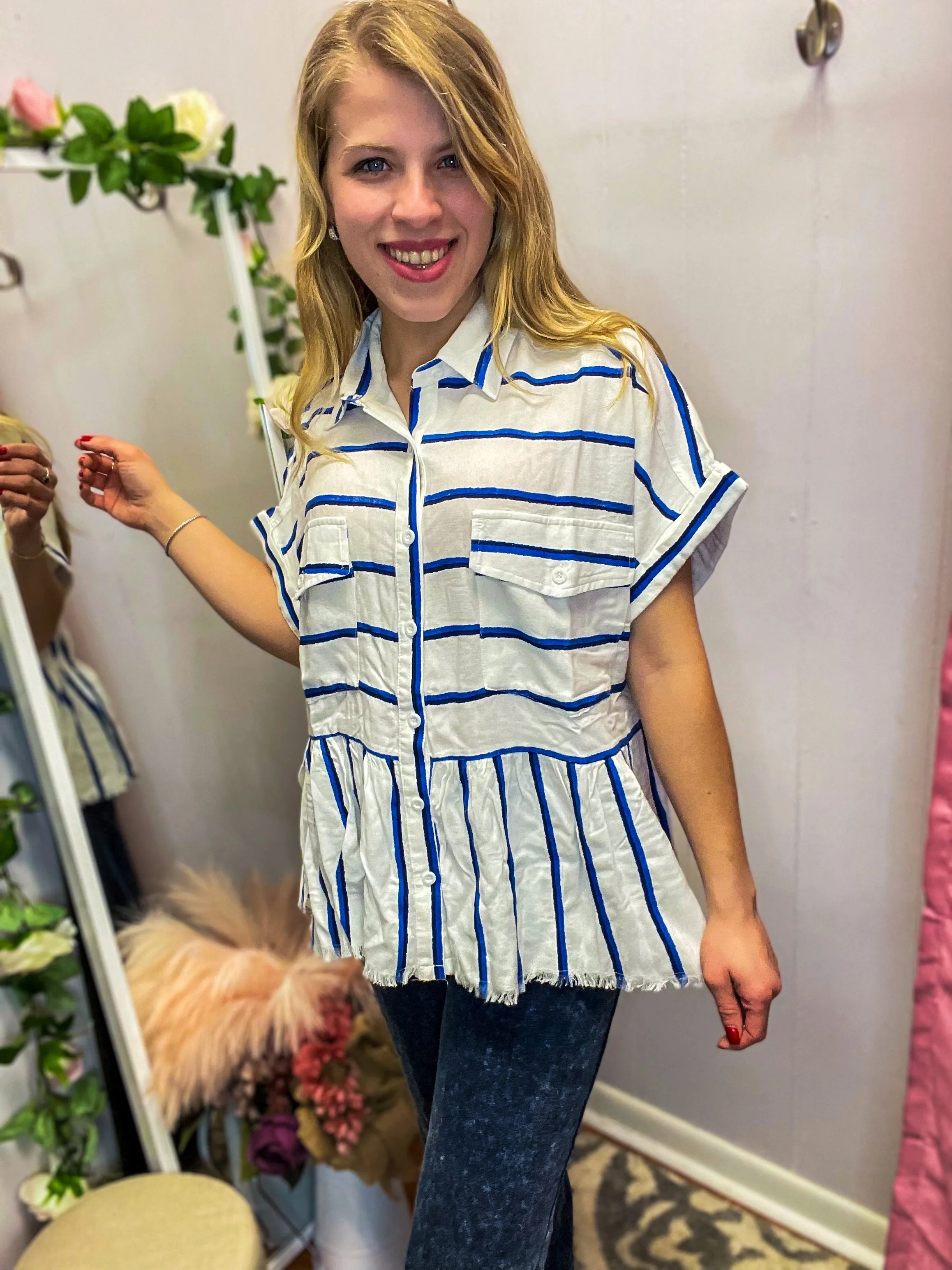 Crisp Breeze Button Up Top