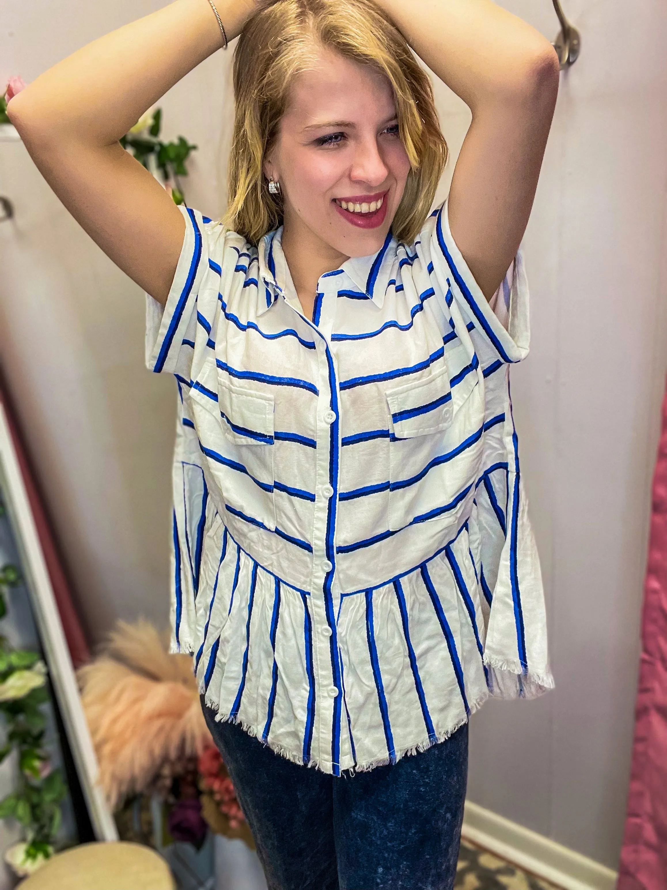 Crisp Breeze Button Up Top