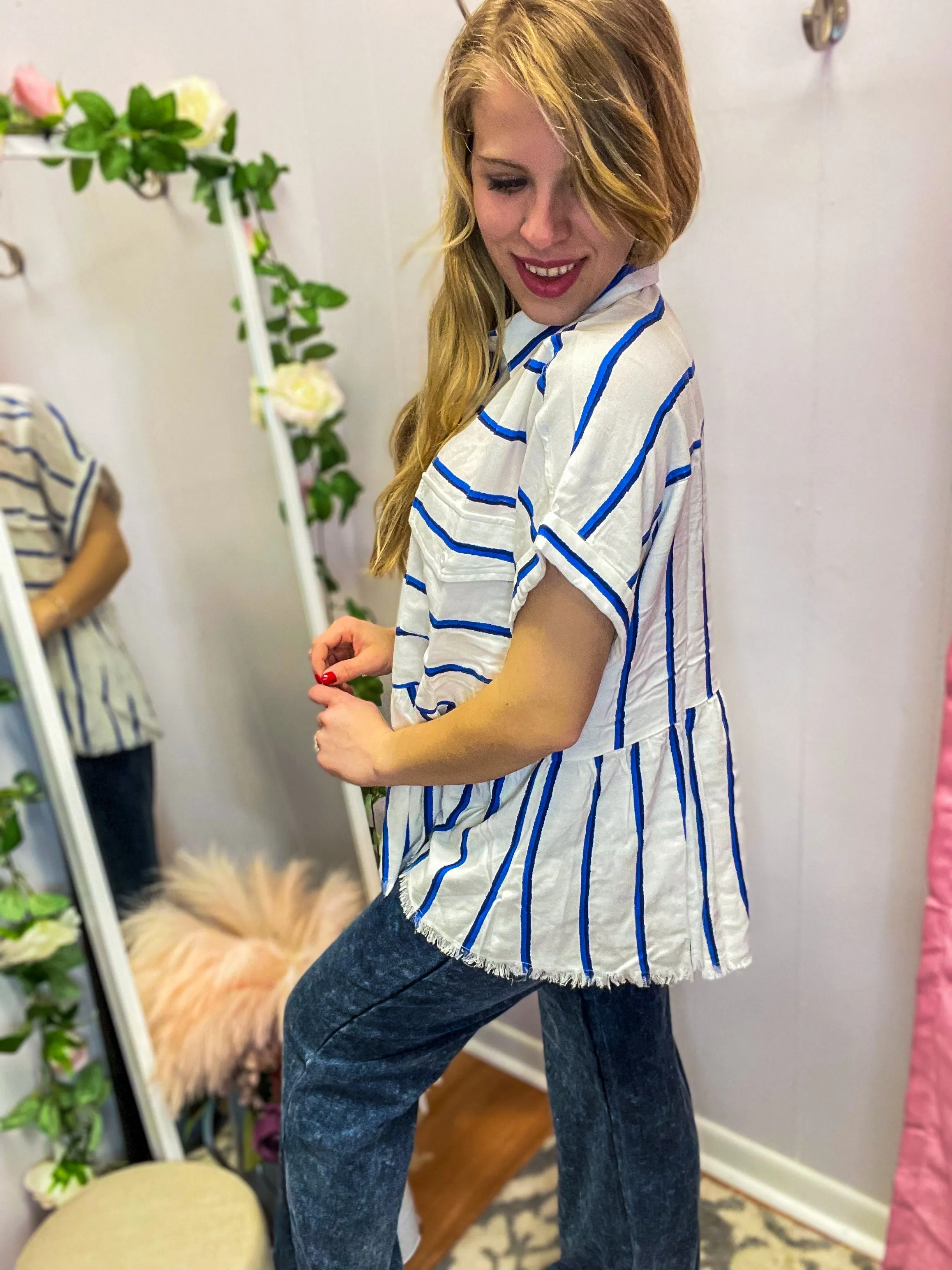 Crisp Breeze Button Up Top