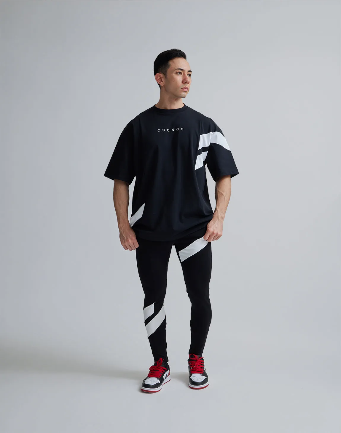 CRONOS DIAGONAl STRIPE LONGPANTS【BLACK】