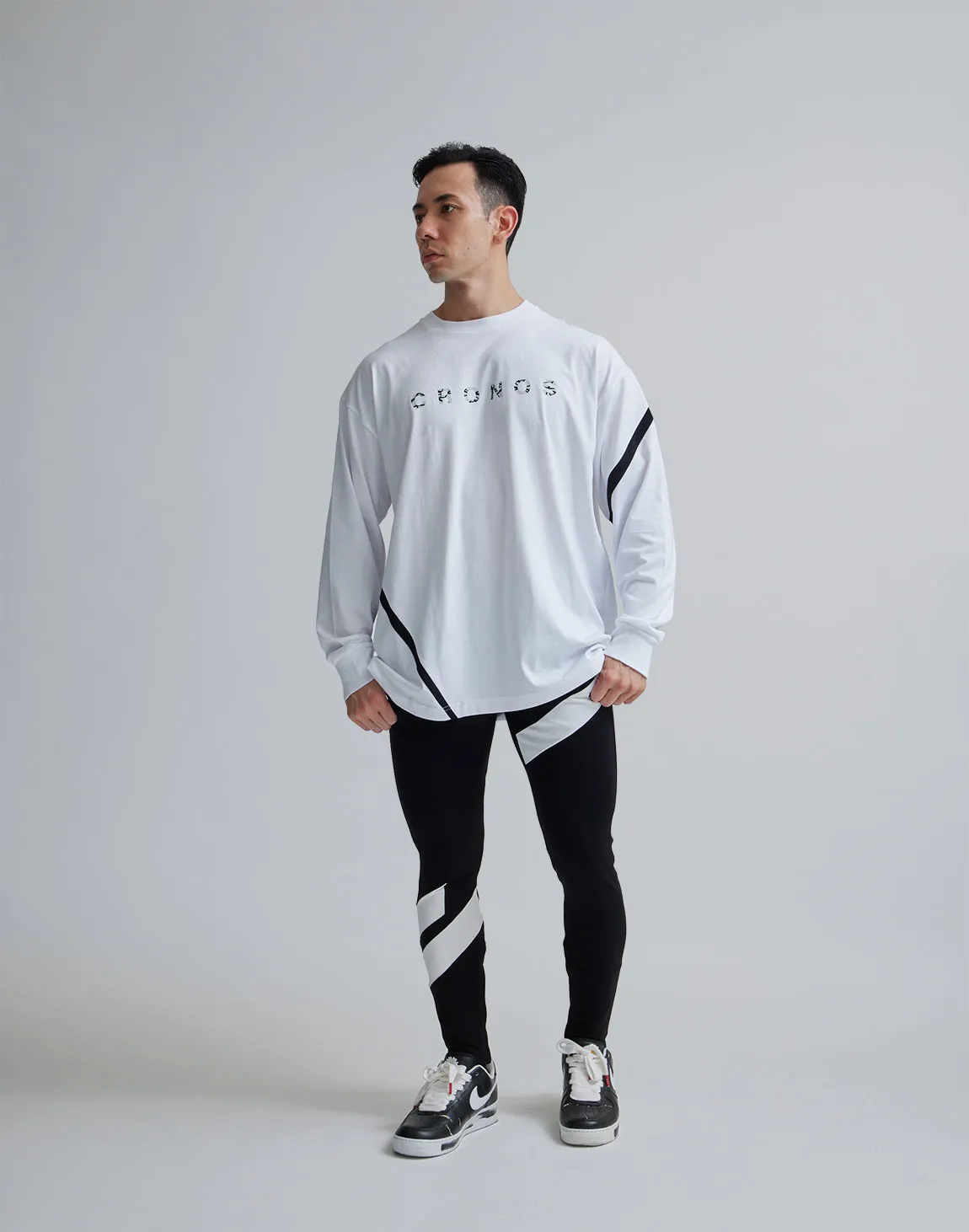 CRONOS DIAGONAl STRIPE LONGPANTS【BLACK】