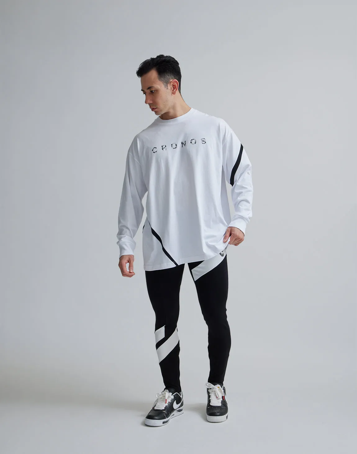 CRONOS DIAGONAl STRIPE LONGPANTS【BLACK】