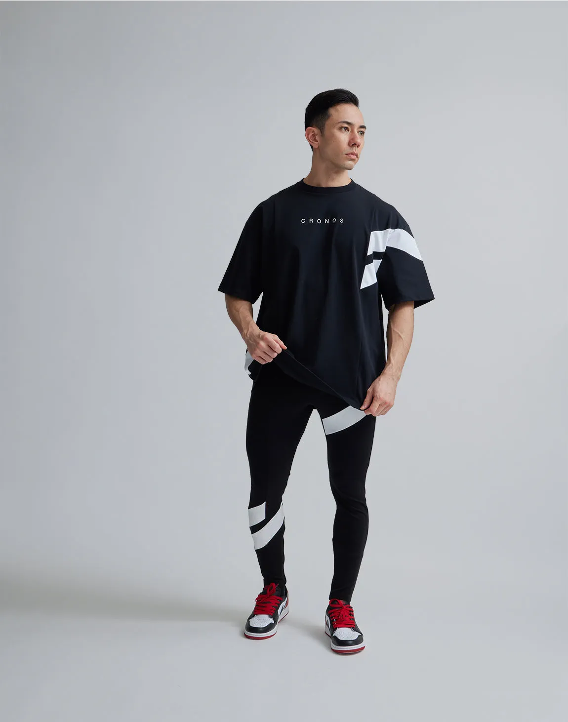CRONOS DIAGONAl STRIPE LONGPANTS【BLACK】