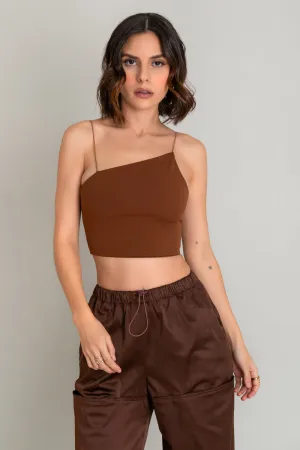 Crop top tirantes escote diagonal