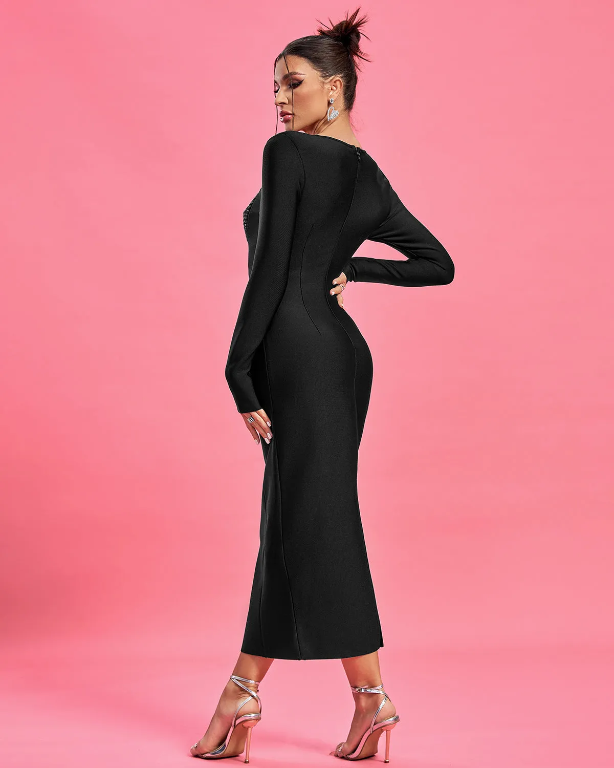 Crystal-Embellished Bandage Long Dress