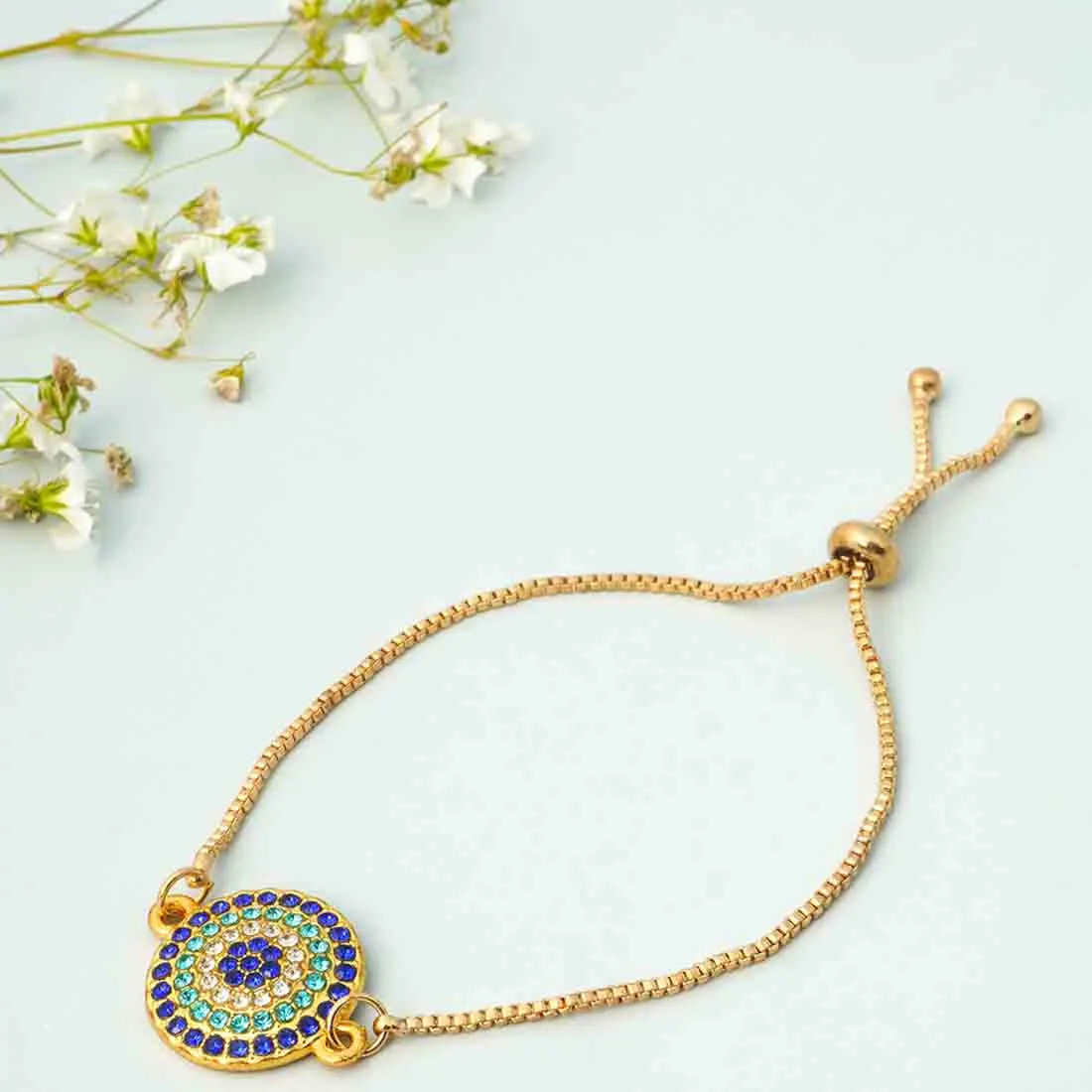 Crystal Embellished Evil Eye Bracelet