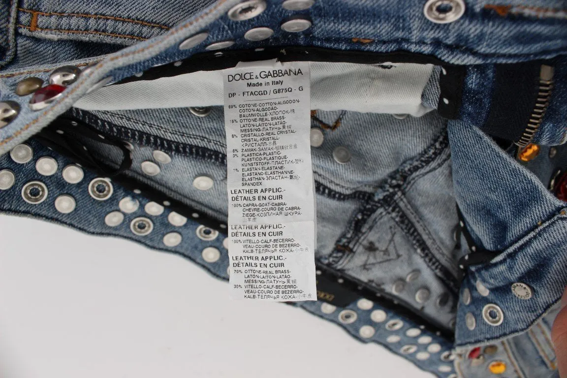 Crystal Roses Heart Embellished Jeans
