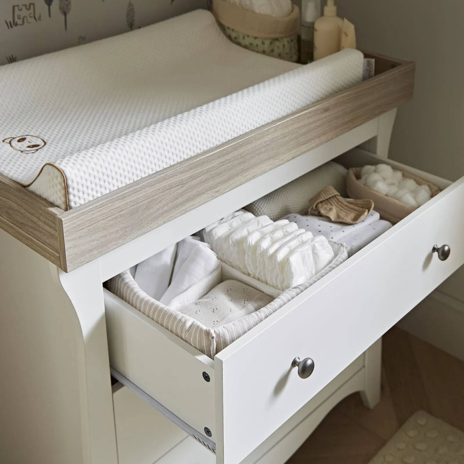 Cuddleco Clara 3 Drawer Dresser - White Ash
