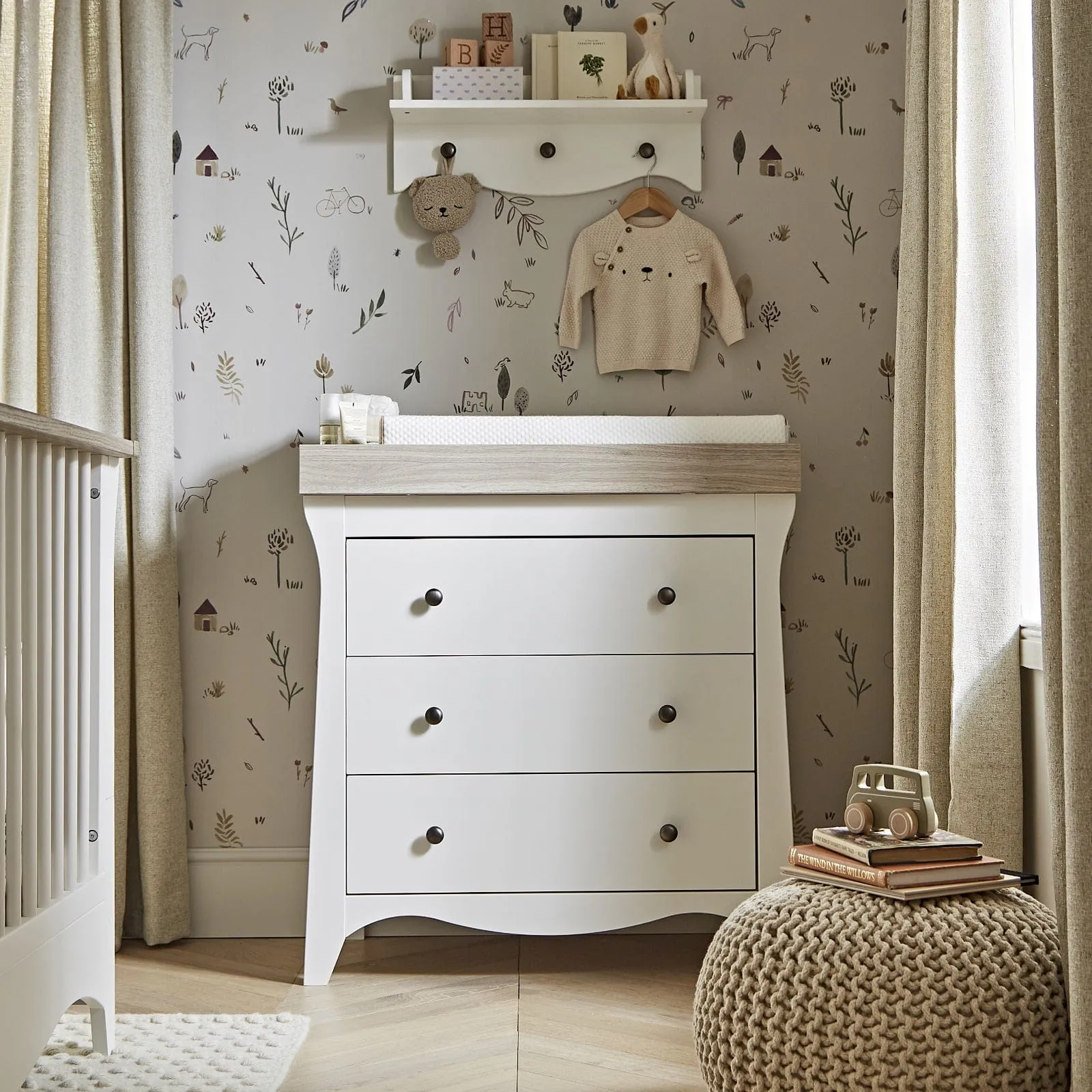 Cuddleco Clara 3 Drawer Dresser - White Ash