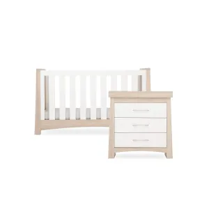 CuddleCo Lana 2 Piece Nursery Furniture Set (Cot Bed & Dresser) - Ash & White