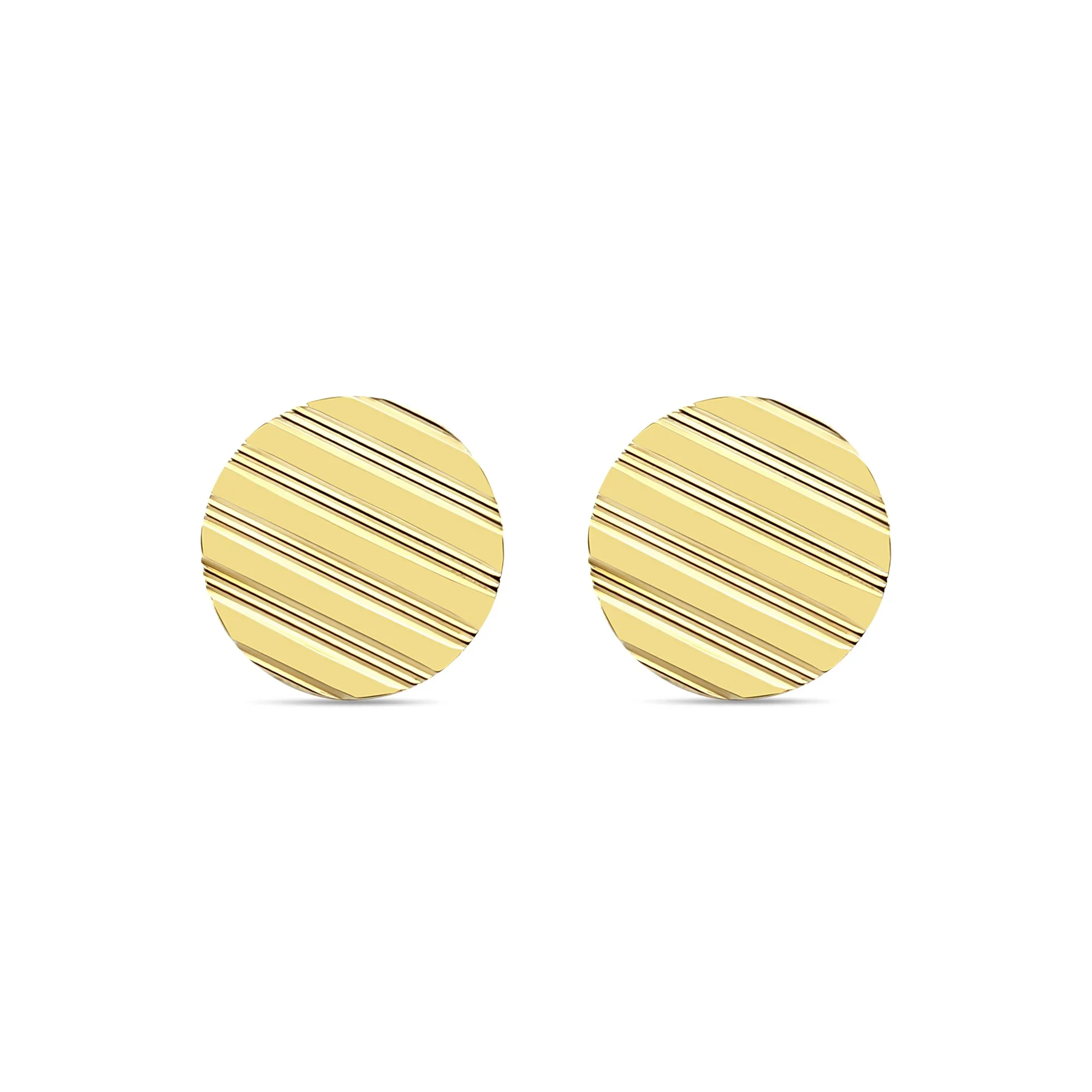 Cuff Links with Line Design 14k Yellow Gold