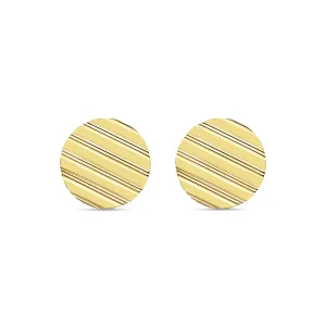 Cuff Links with Line Design 14k Yellow Gold