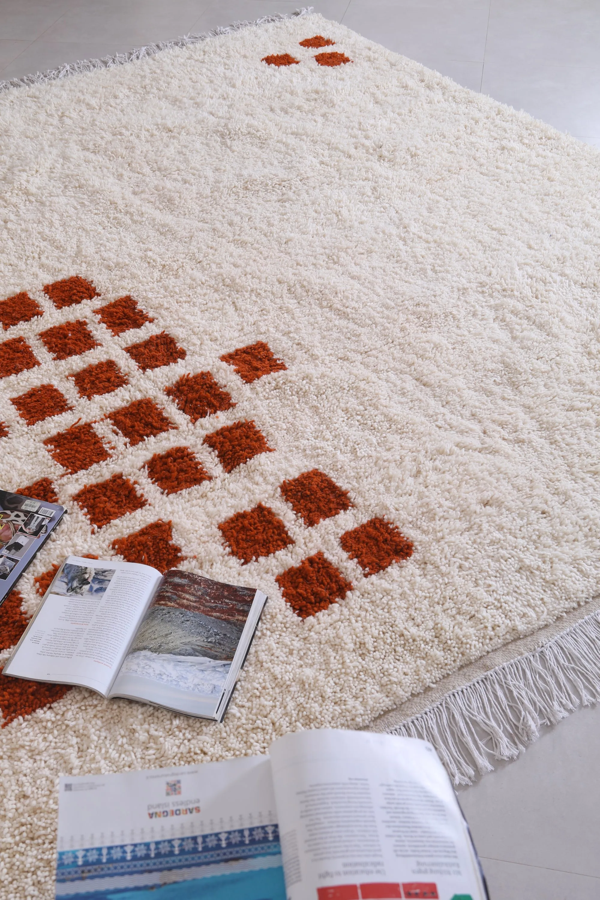 Custom area rug - Checkered rug - Moroccan Wool rug