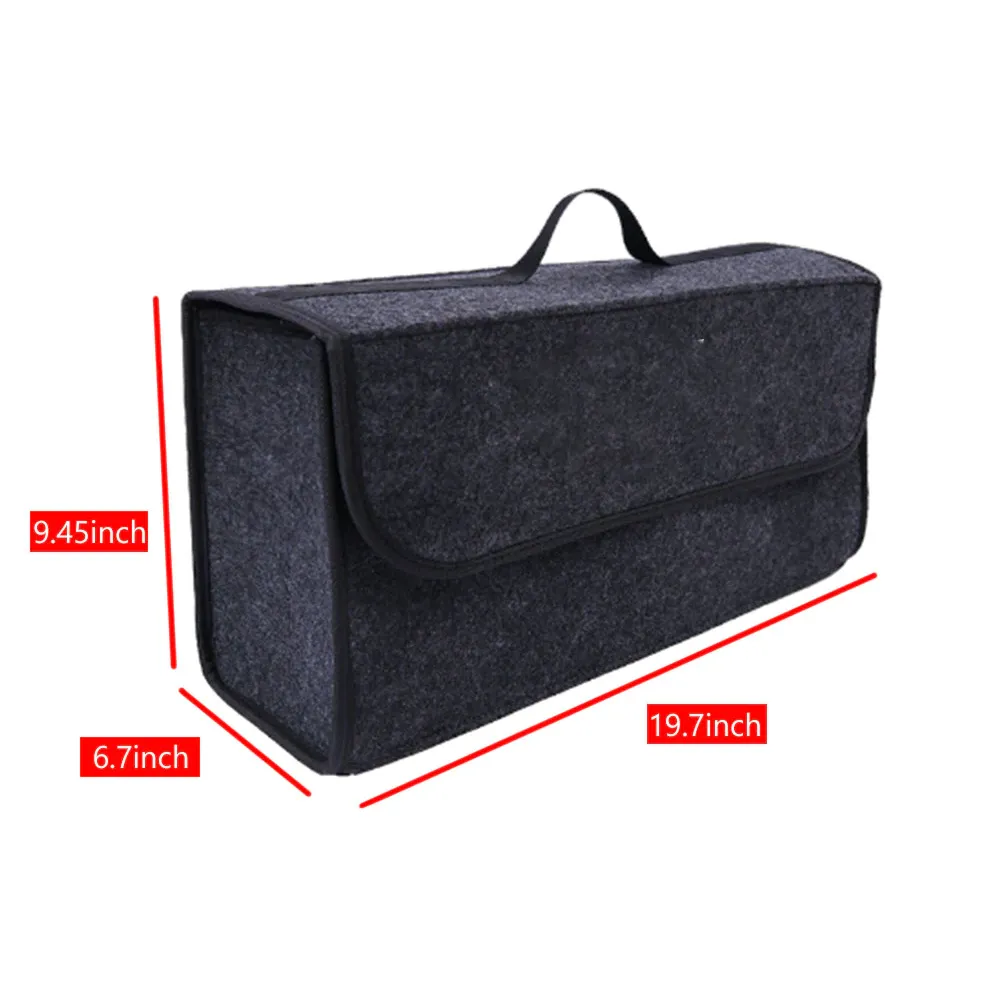 Custom Text For Soft Felt Car Bag Organizer, Compatible with All Cars, Folding Car Storage Box Non Slip Fireproof Car Trunk Organizer FD12990