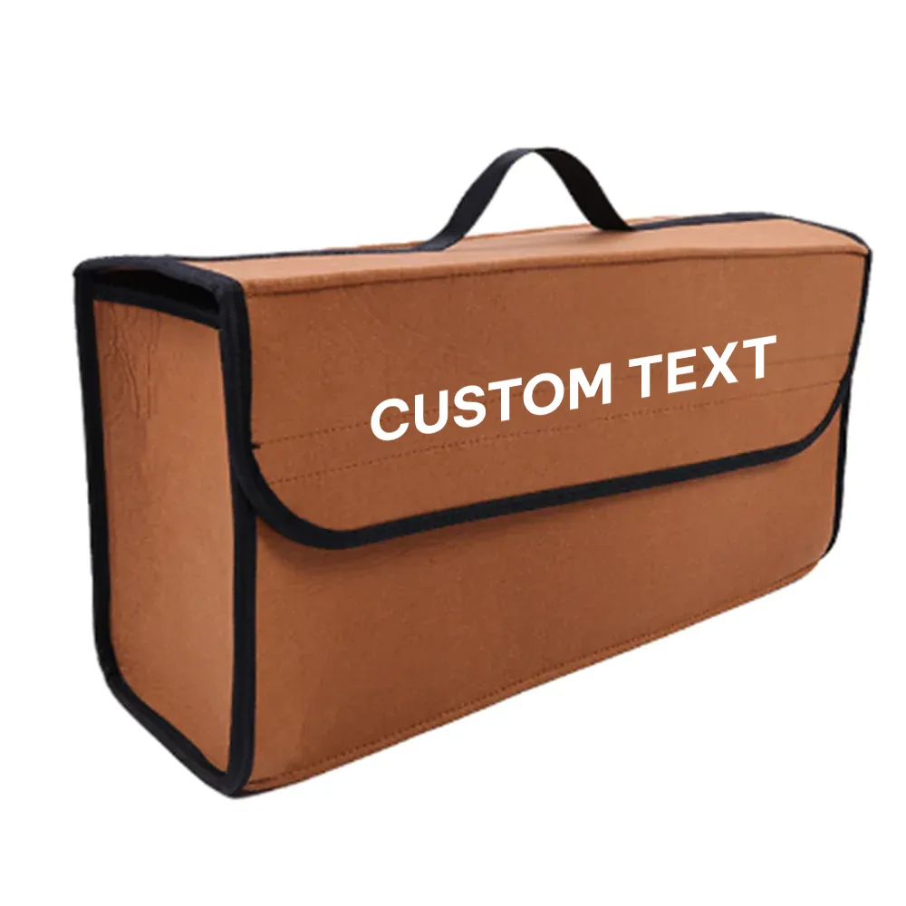 Custom Text For Soft Felt Car Bag Organizer, Compatible with All Cars, Folding Car Storage Box Non Slip Fireproof Car Trunk Organizer FD12990