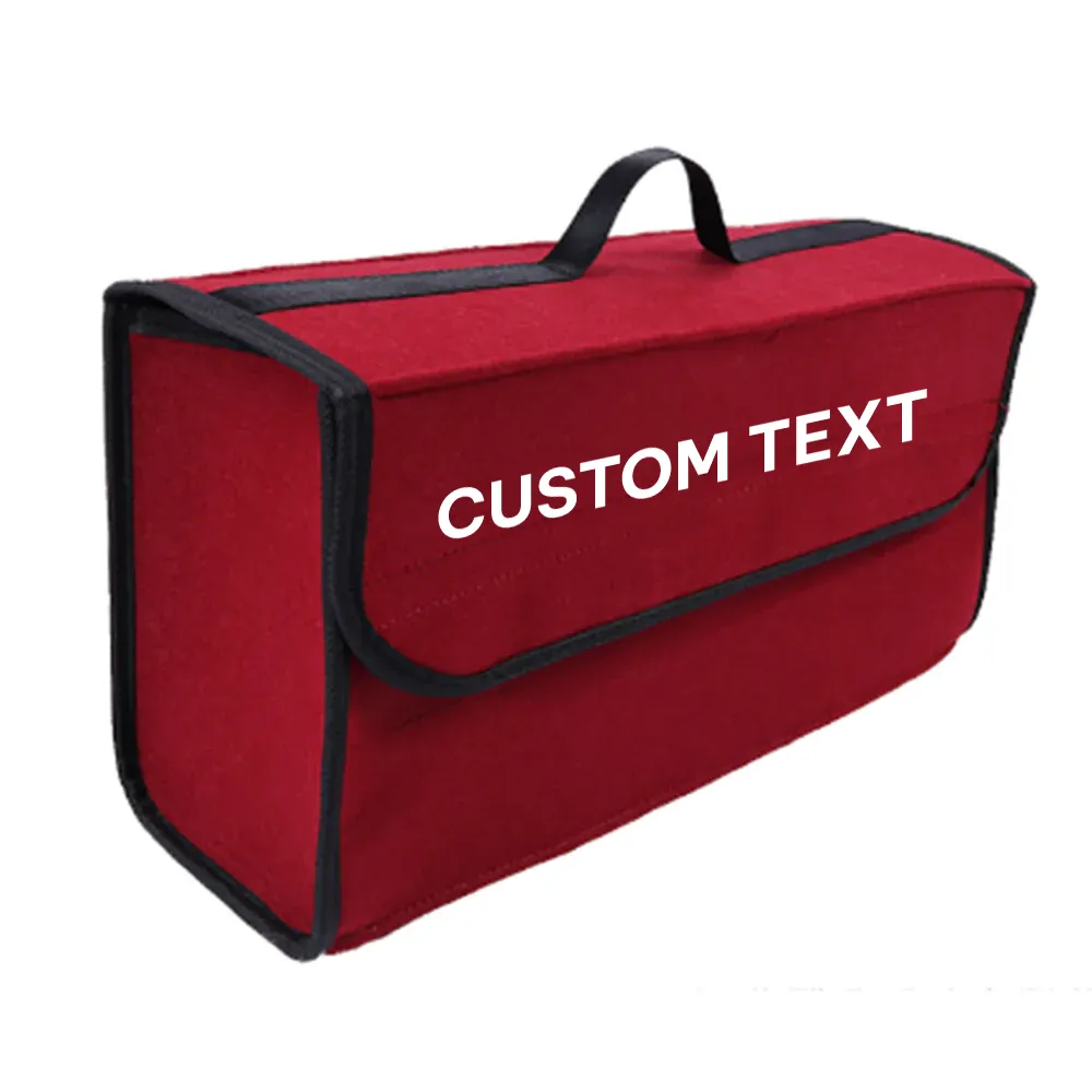 Custom Text For Soft Felt Car Bag Organizer, Compatible with All Cars, Folding Car Storage Box Non Slip Fireproof Car Trunk Organizer FD12990