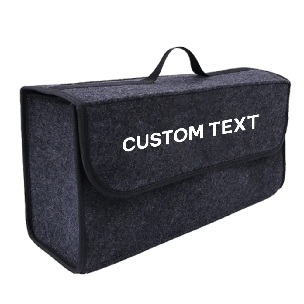 Custom Text For Soft Felt Car Bag Organizer, Compatible with All Cars, Folding Car Storage Box Non Slip Fireproof Car Trunk Organizer UE12990