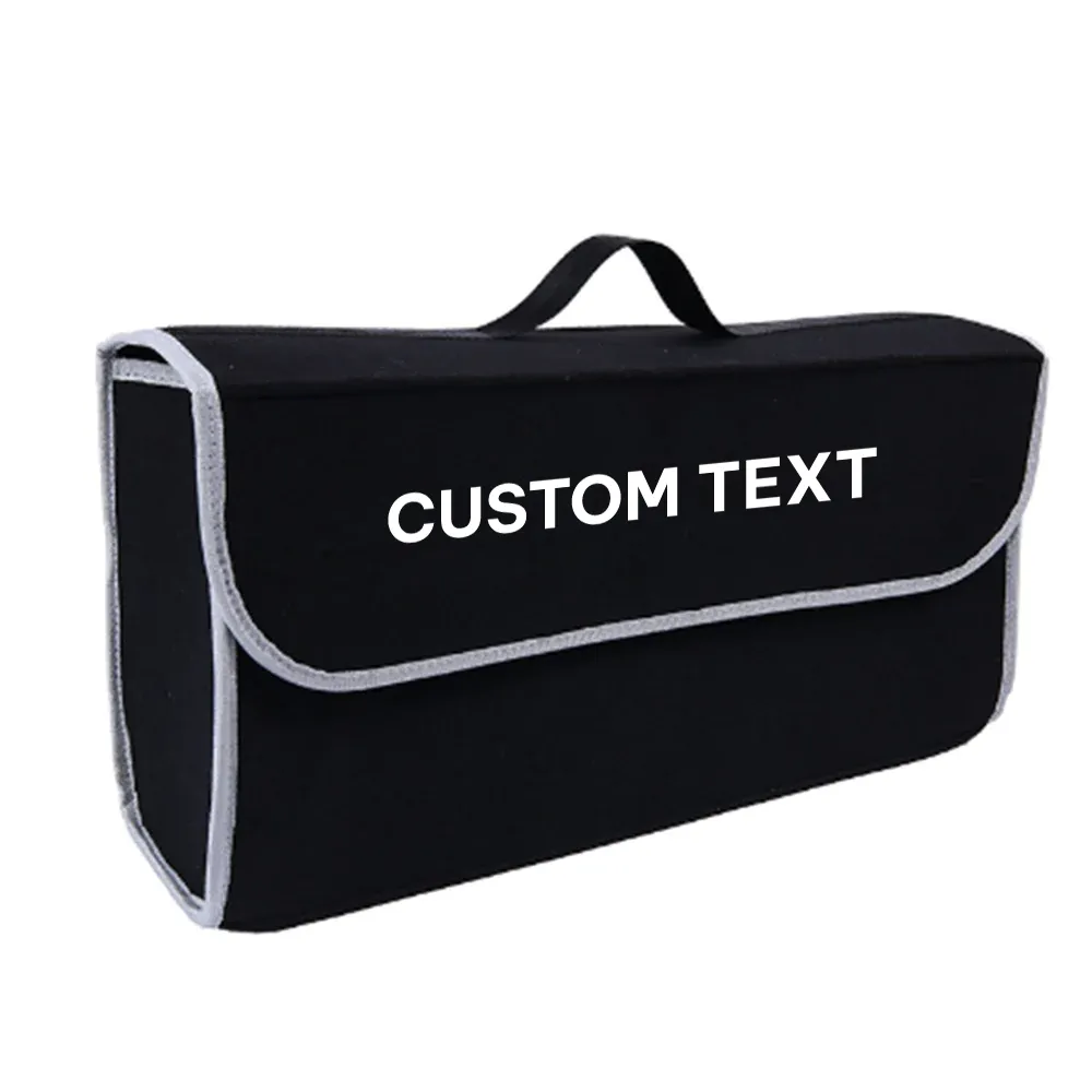 Custom Text For Soft Felt Car Bag Organizer, Compatible with All Cars, Folding Car Storage Box Non Slip Fireproof Car Trunk Organizer UE12990