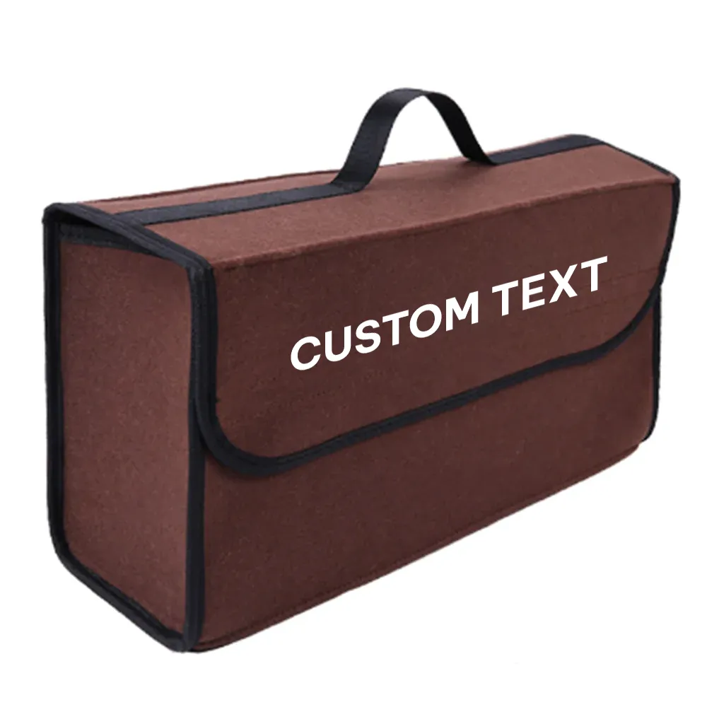 Custom Text For Soft Felt Car Bag Organizer, Compatible with All Cars, Folding Car Storage Box Non Slip Fireproof Car Trunk Organizer UE12990