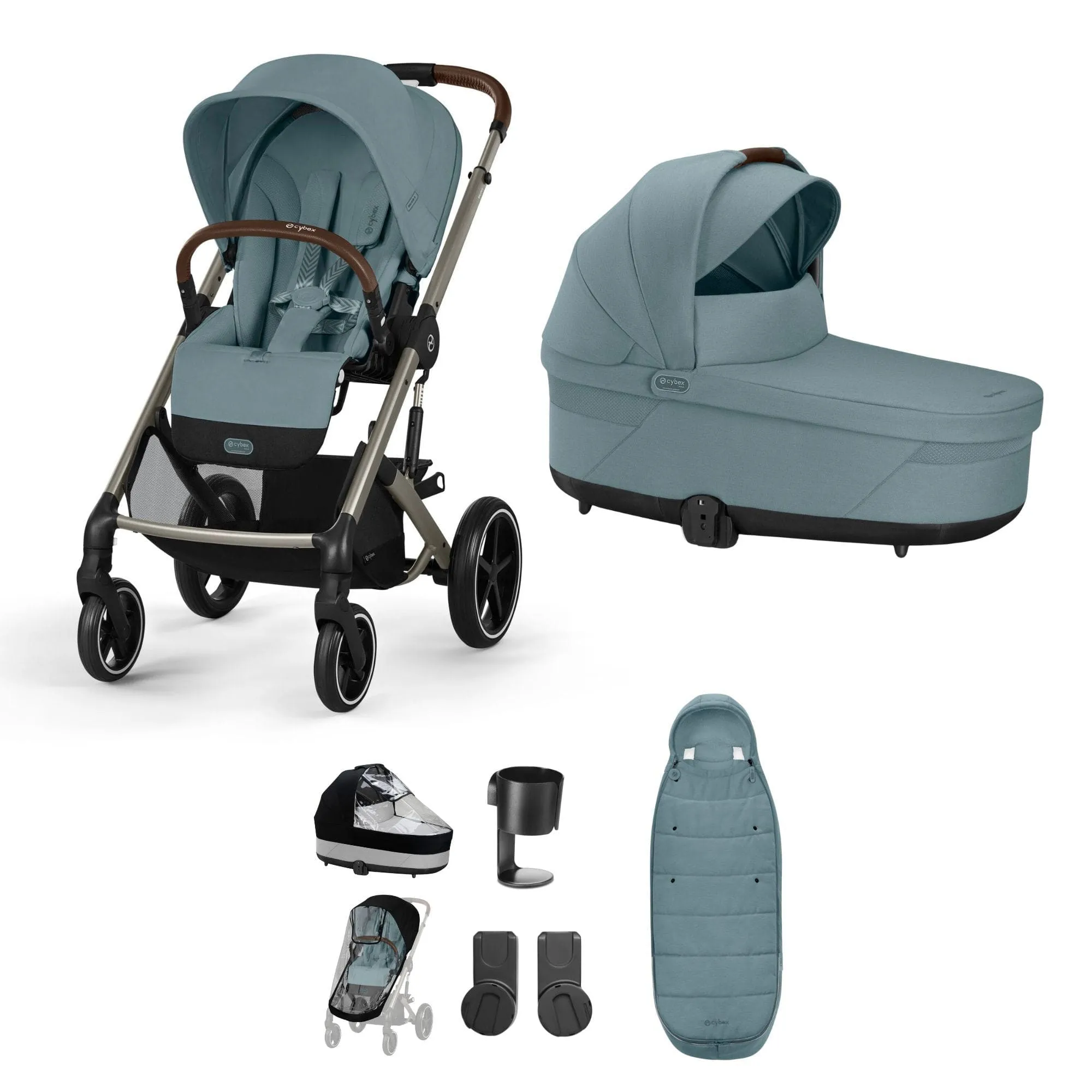 Cybex Balios S Lux Essential Bundle in Taupe/Stormy Blue